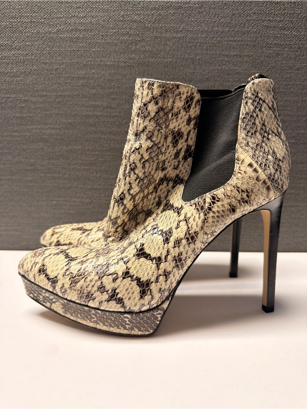 MICHAEL Michael Kors Snake-Print Platform Ankle Boots - Beige/Black